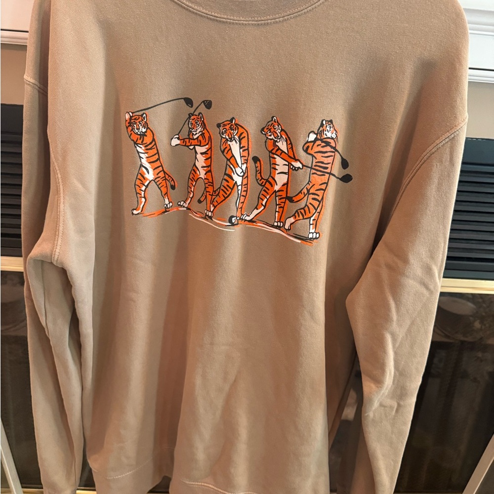 Bar Stool Sports Tan Crewneck Sweater.